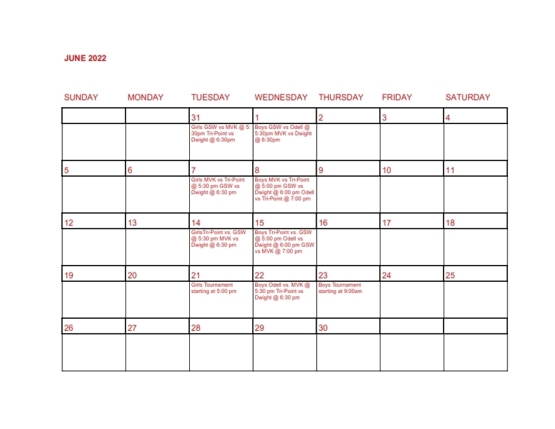summer league schedule